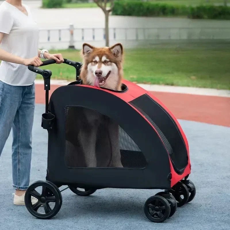 Poussette pour Chien - StrollyPet™ - Rouge - Chien dynamic