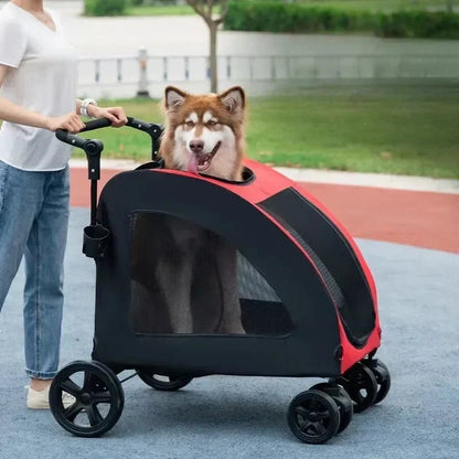 Poussette pour Chien - StrollyPet™ - Rouge - Chien dynamic