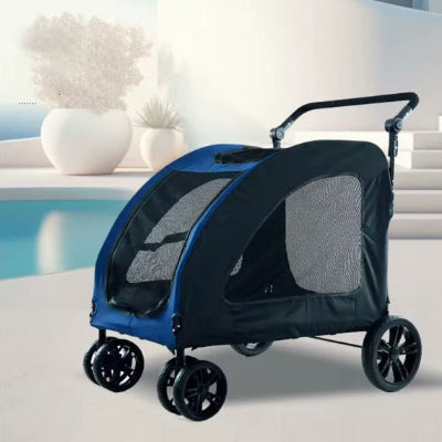 poussettes pour chiens bleue marine 4 roues