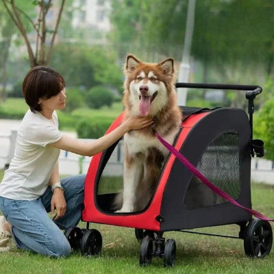 poussettes pour chiens roues avant  360 degre husky heureux