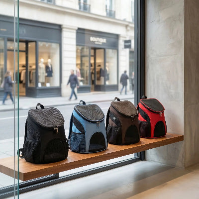 quatre couleurs disponibles sac a dos chien dans vitrine