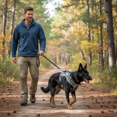 randonnee en foret avec harnais chien durable robuste