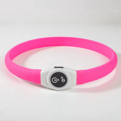rose fluo ajustable collier lumineux chien confortable