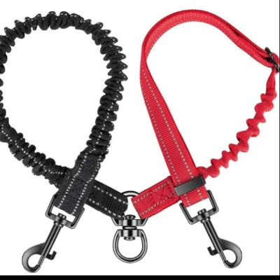 rouge noir elastique amortisseur laisse double pour chien