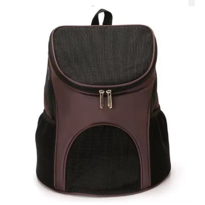 sac a dos chien maron vue de face fermeture zippee