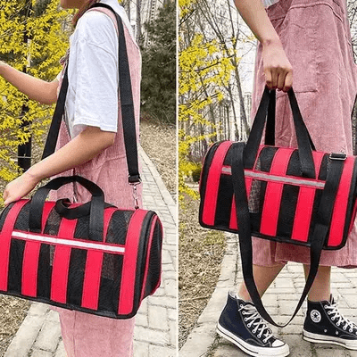 Sac de Transport Chien - MeshPetCarrier™ - Rouge - Chien dynamic