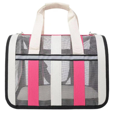 sac de transport pour chien rose blanc respirant