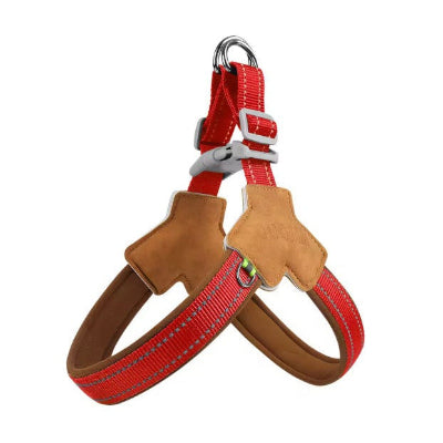 sangle cuir marron harnais en y chien reglable 
