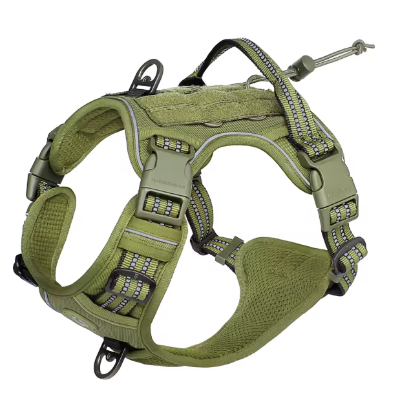 style militaire multiples boucles metal harnais chien