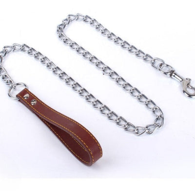 systeme fermeture securise une laisse de chien chaine marron
