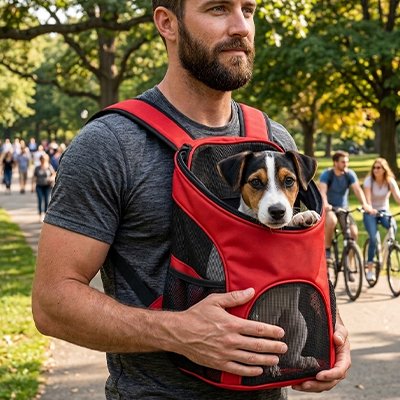 transport ventral securise avec sac a dos chien