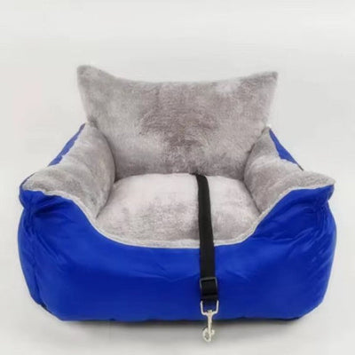 vue face siege auto pour chiens bleu 